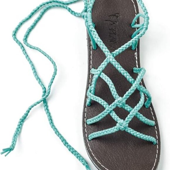 PLAKA GLADIATOR SANDALS - TURQUOISE - SZ9 - Picture 7 of 7
